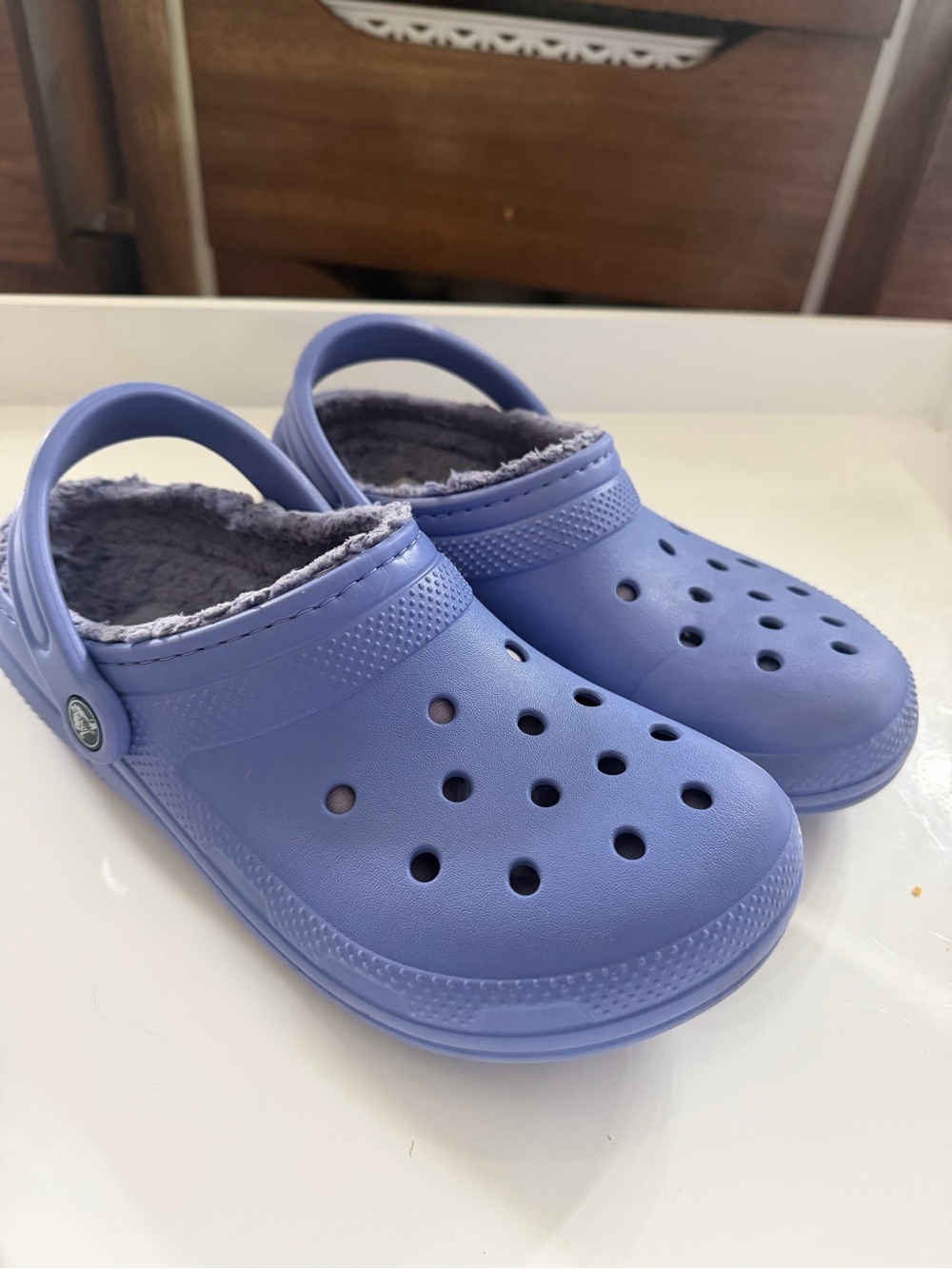 CROCS Classic Lined Slip-On Clogs in Lavender Blue